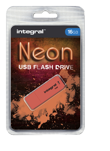 USB stick 2.0 Integral Neon USB-A 16GB oranje