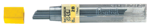Potloodstift Pentel 2B 0.9mm zwart koker à 15 stuks