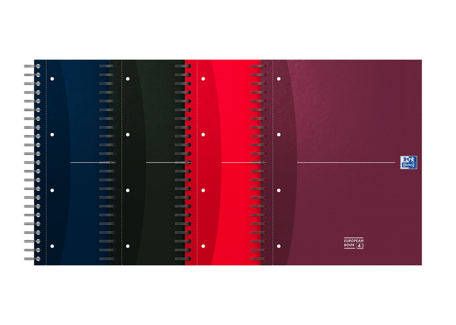 Collegeblok Oxford Office Essentials Europeanbook A4+ 4-gaats 120 pagina's assorti