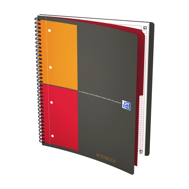 Spiraalblok Oxford International Activebook A4+ 160 pagina's ruit 5mm