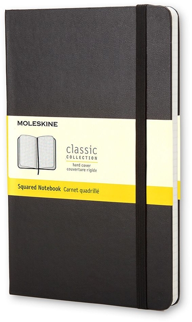 Notitieboek Moleskine large 130x210mm ruit 5x5 hard cover zwart
