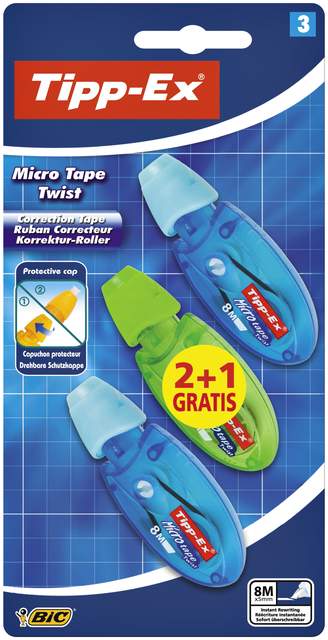 Correctietape Tipp-Ex micro twist 5mmx8m blister 2+1 gratis