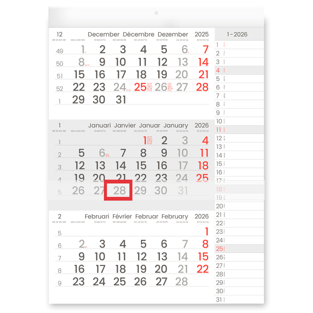 3-Maandkalender 2027 INNI Manager compact-formaat notes