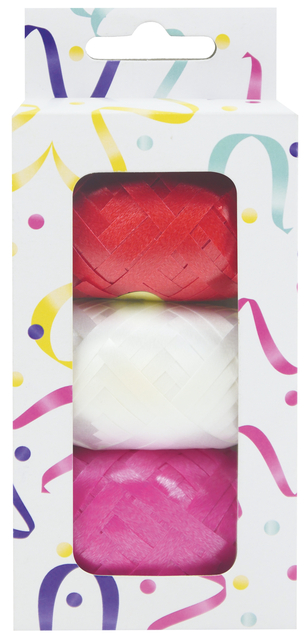 Lint set à 3 kleuren rood, wit en roze