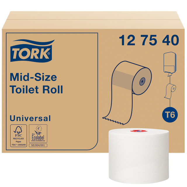 Toiletpapier Tork T6 Universal systeemrol 1-laags 135m wit 127540