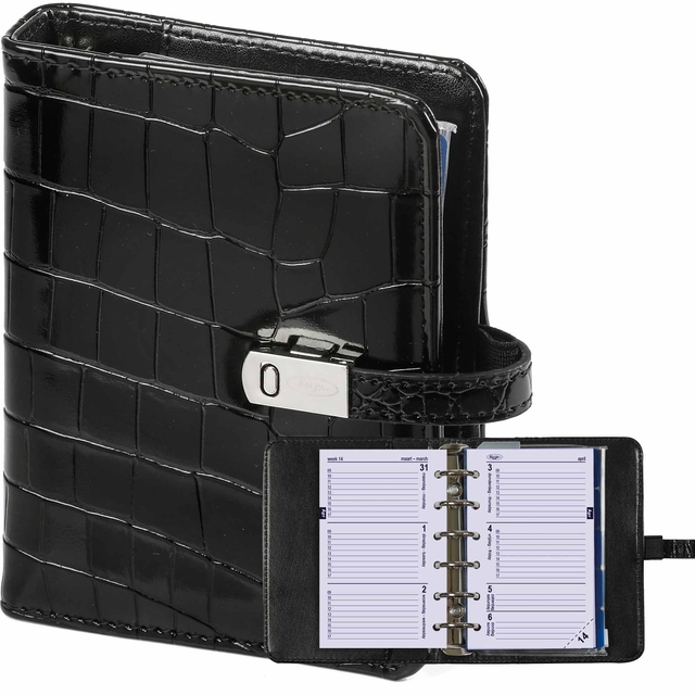 Organizer Kalpa Pocket inclusief agenda 2026-2027 7dagen/2pagina's croco zwart