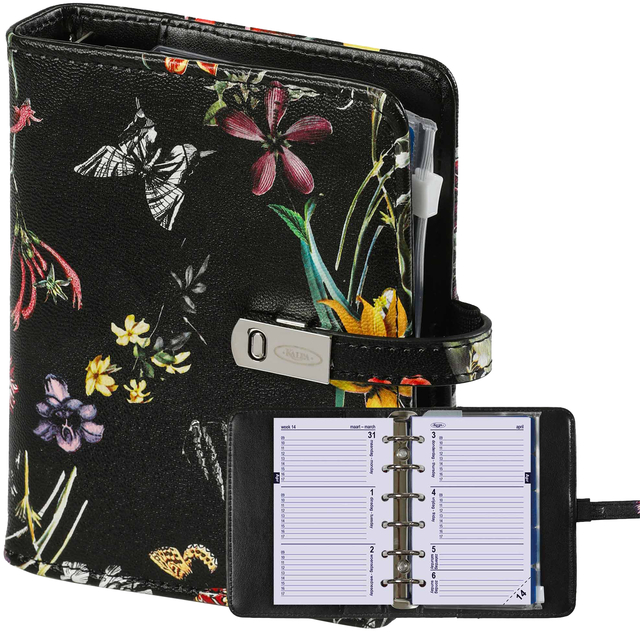 Organizer Kalpa Pocket inclusief agenda 2026-2027 7dagen/2pagina's bloemenzee zwart