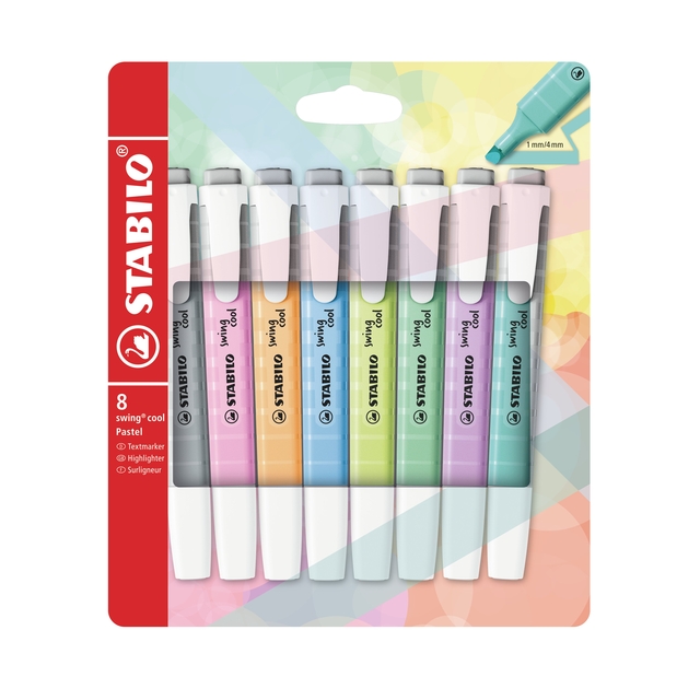 Markeerstift STABILO Swing cool 275/8 pastel assorti etui à 8 stuks