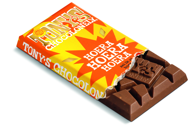 Chocolade Tony's Chocolonely gefeliciteerd melk cocolate chipcookie reep 180gr