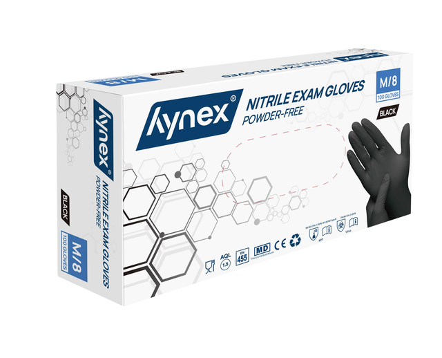 Handschoen Hynex nitril M zwart 3.5g pak à 100 stuks
