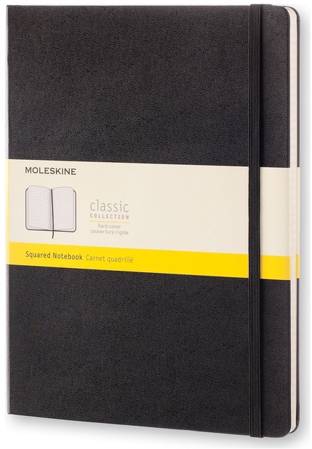 Notitieboek Moleskine XL 190x250mm ruit 5x5 hard cover zwart
