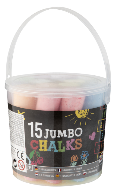 Stoepkrijt Moxy emmer 15 stuks assorti