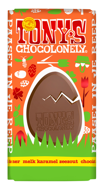 Chocolade Tony's Chocolonely paasreep melk karamel zeezout 180 gram