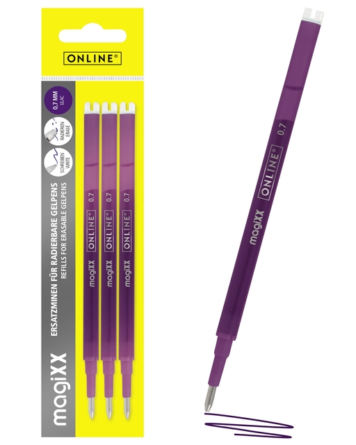 Gelschrijvervulling Online Magixx medium violet blister à 3 stuks