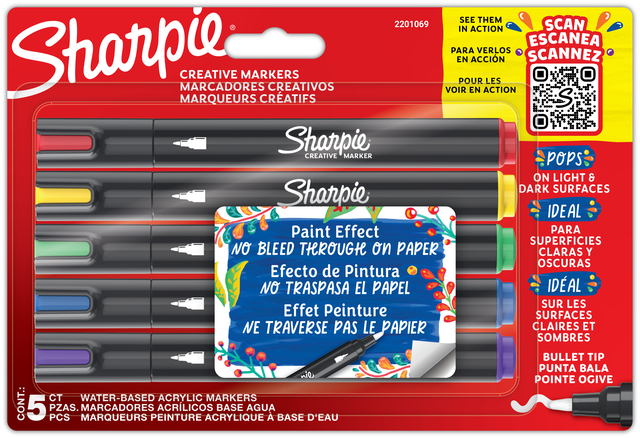 Creatieve marker Sharpie assorti blister à 5 stuks