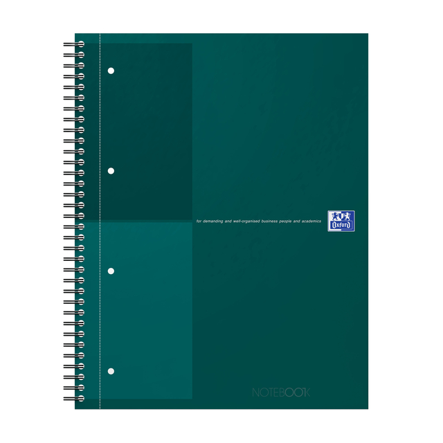 Spiraalblok Oxford International Notebook A4+ lijn 160 pagina's groen
