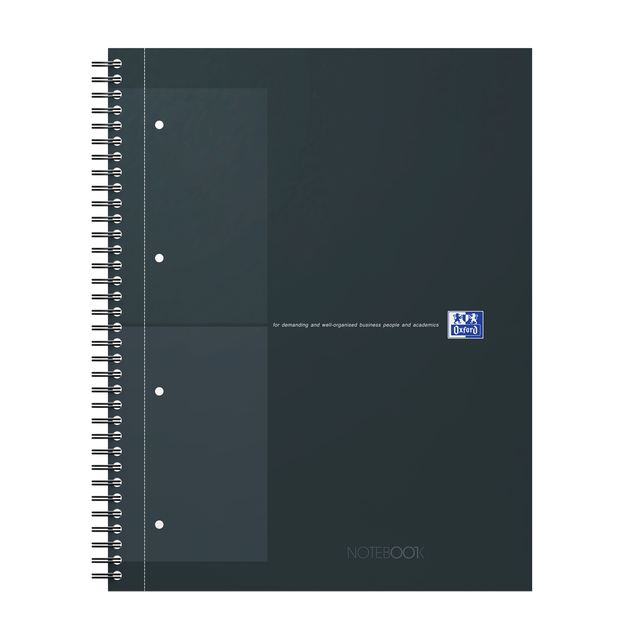 Spiraalblok Oxford International Notebook A4+ ruit 5X5mm 160 pagina's zwart
