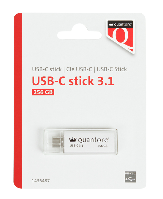 USB stick 3.1 Quantore USB-C 256GB zilver