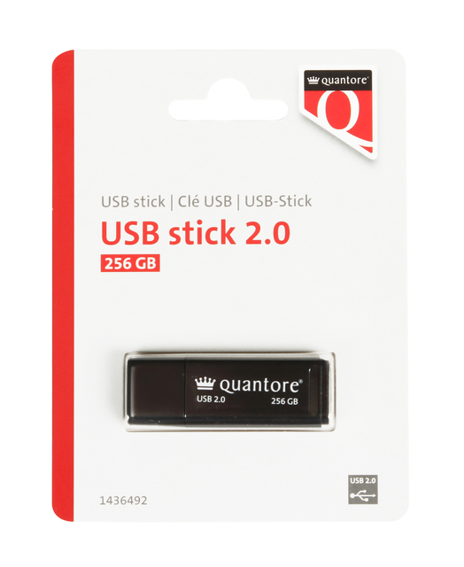USB stick 2.0 Quantore USB-A 256GB zwart