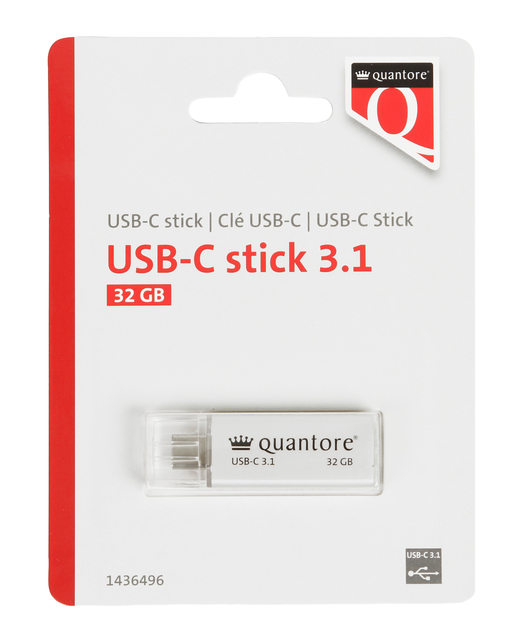 USB stick 3.1 Quantore USB-C 32GB zilver