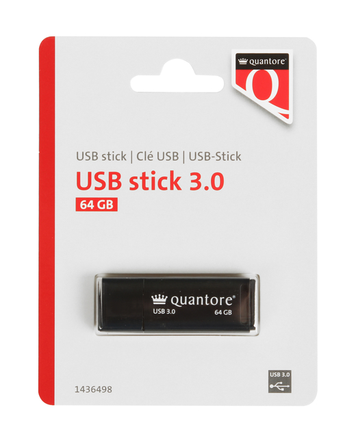 USB stick 3.0 Quantore USB-A 64GB zwart
