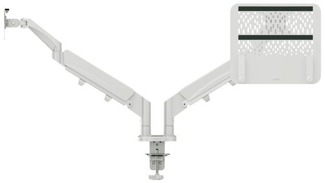 Monitor- en laptoparm Leitz Ergo ruimtebesparend dubbel grijs