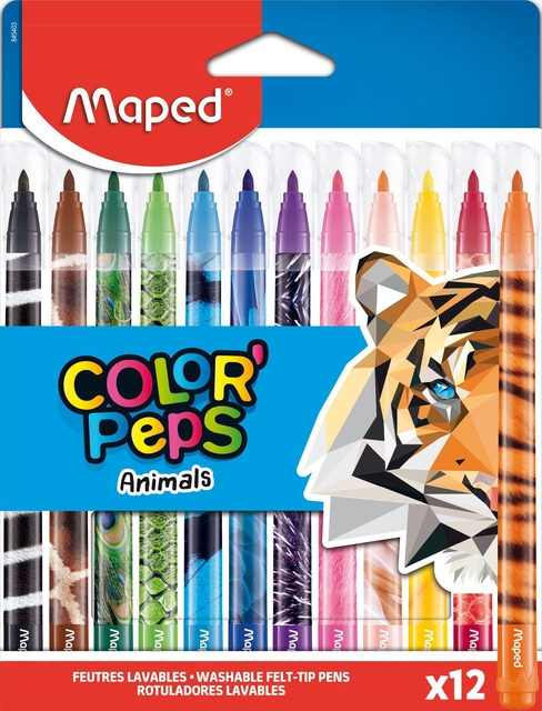 Viltstift Maped Color'Peps Animals set à 12 kleuren