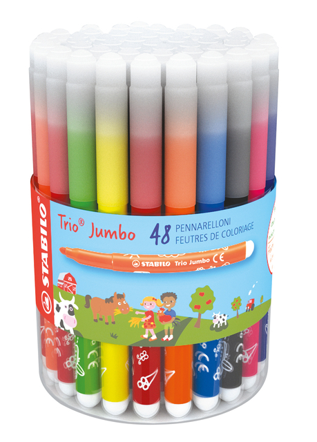 Viltstift STABILO Trio Jumbo 380 XL assorti 48 stuks