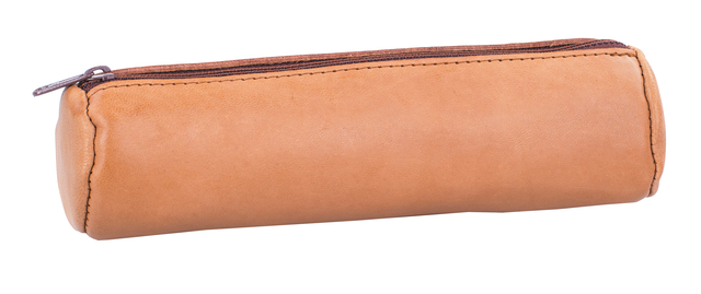 Pennenetui Oxford 22x6cm leer rond naturel