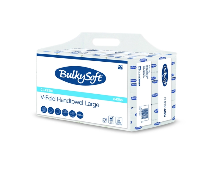Handdoek BulkySoft Classic v-vouw 2-laags 240x210mm 12x250 vel wit 84584