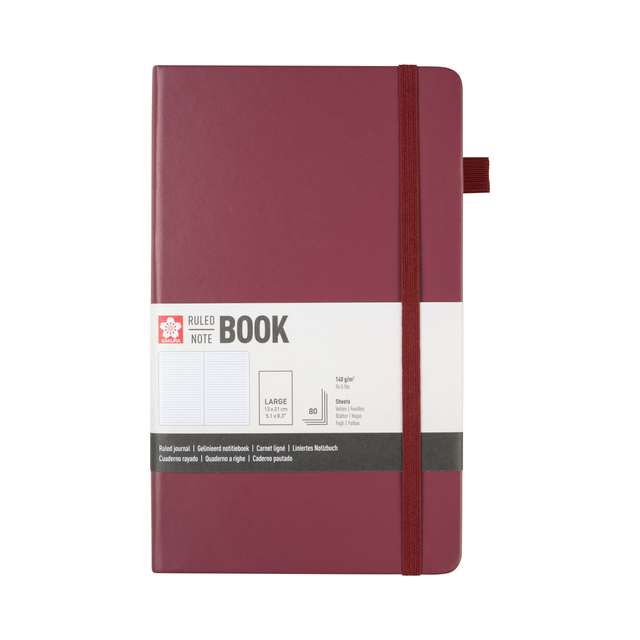 Notitieboek Sakura large 130x210mm lijn hard cover moerbei
