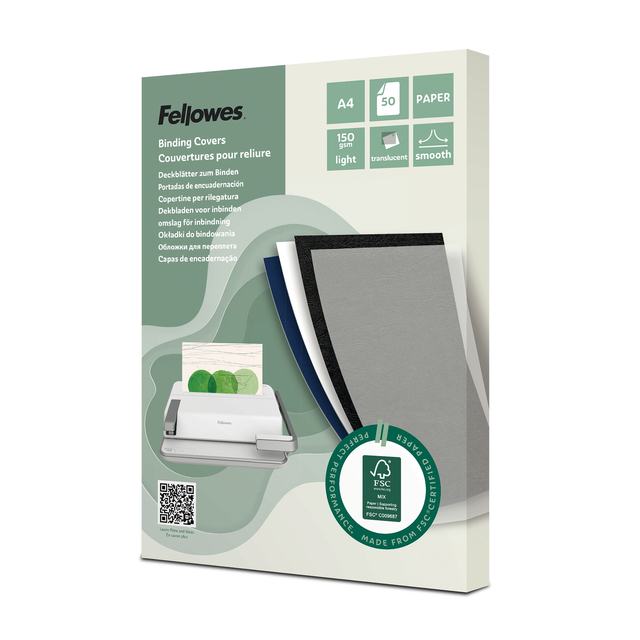 Voorblad Fellowes A4 FSC translucent papier 150gram 50vel
