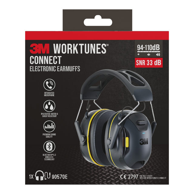 Oorkap 3M WorkTunes Connect Bluetooth 94-110 dB zwart