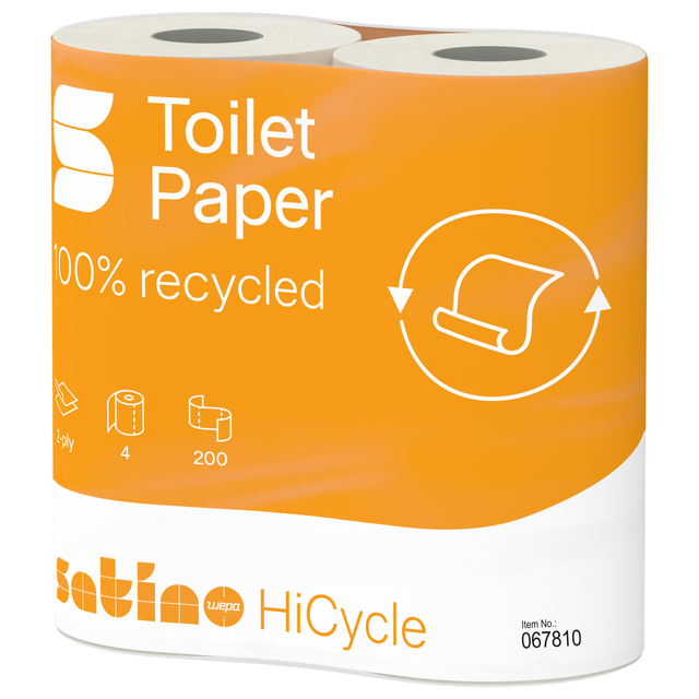 Toiletpapier Satino MT1 HiCycle 2-laags 4x200 vel wit 067810