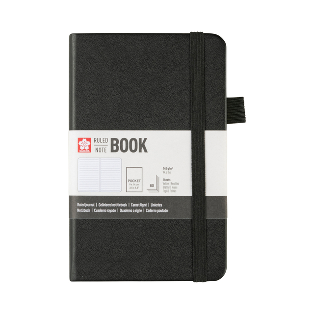 Notitieboek Sakura pocket 90x140mm lijn hard cover zwart