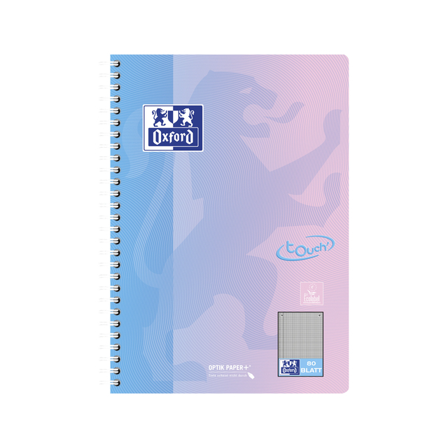 Spiraalblok Oxford Touch B5 geruit 5mm160 pagina's assorti