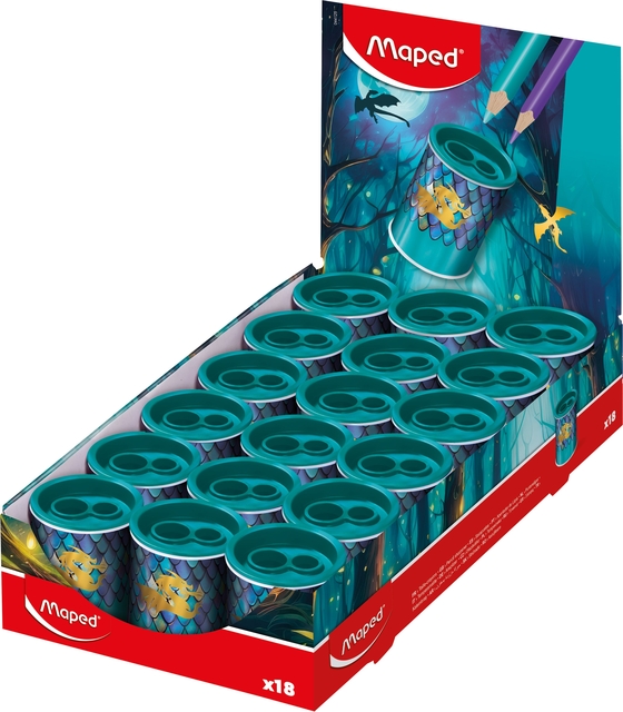 Puntenslijper Maped Dragon 2-gaats display a 18 stuks blauw