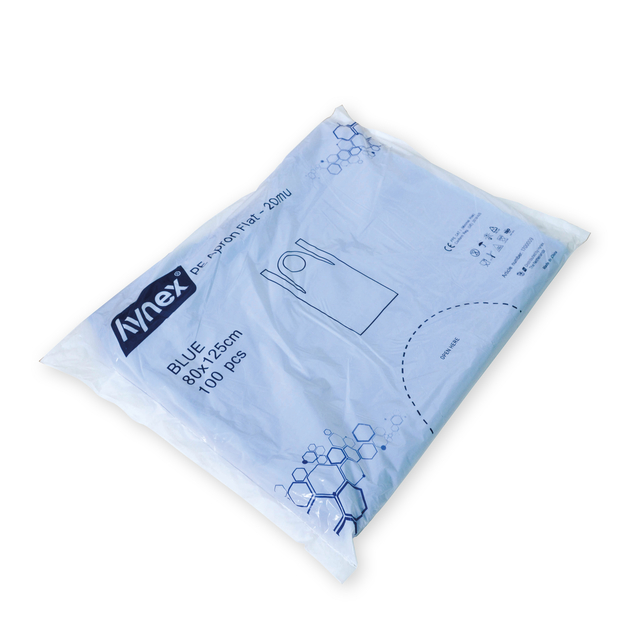 Schort Hynex PE 80x125cm blauw 100 stuks