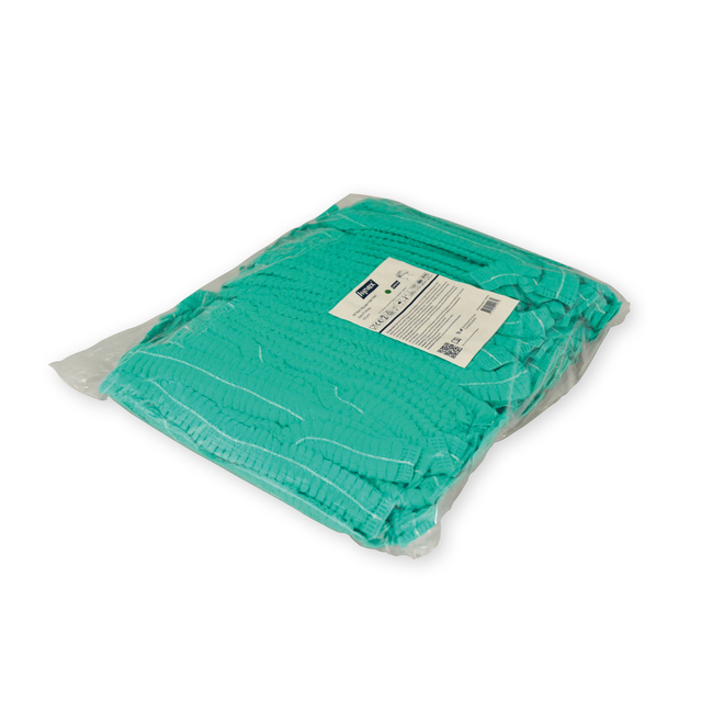 Haarnet Hynex clip non-woven groen pp 100 stuks