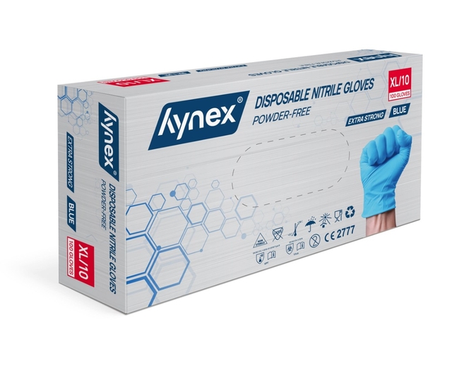 Handschoen Hynex nitril XL blauw 5gr extra sterk 100 stuks