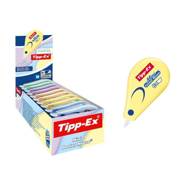 Correctietape Tipp-Ex mini pocket mouse 5mmx6m pastel assorti