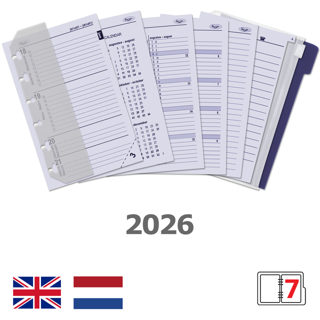Agendavulling 2027 Kalpa Pocket jaardoos 7dagen/2pagina'