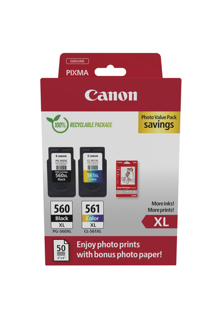 Inktcartridge Canon PG-560XL CL-561XL + papier