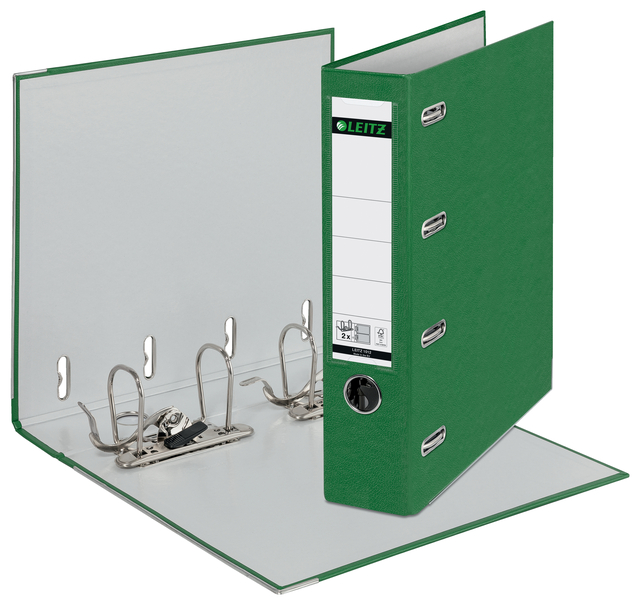 Giro-/bank ordner Leitz A4 met dubbele mechaniek 80mm PP groen