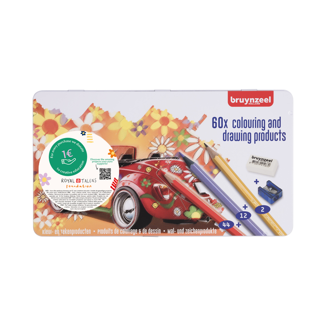Tekenset Bruynzeel Super Sixties Kever blik à 60 kleuren