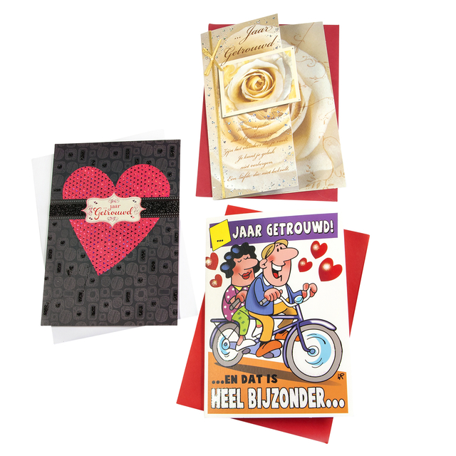 Wenskaart Paperclip huwelijksjubileum navulset à 6 stuks