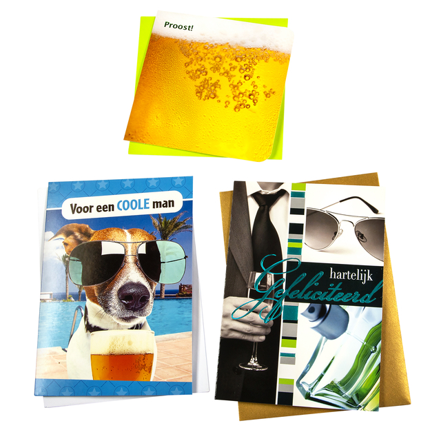 Wenskaart Paperclip verjaardag man navulset à 6 stuks