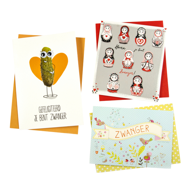 Wenskaart Paperclip zwanger navulset à 6 stuks