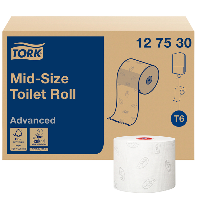 Toiletpapier Tork T6 Advanced systeemrol 2-laags 100m wit 127530