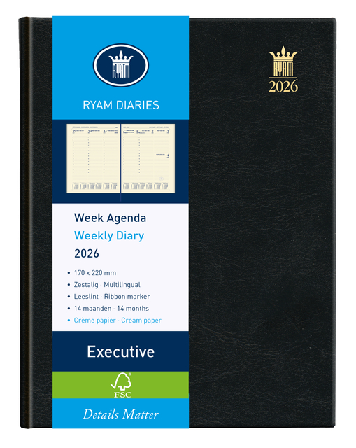 Agenda 2027 Ryam Executive Mundior 7dagen/2pagina's zwart